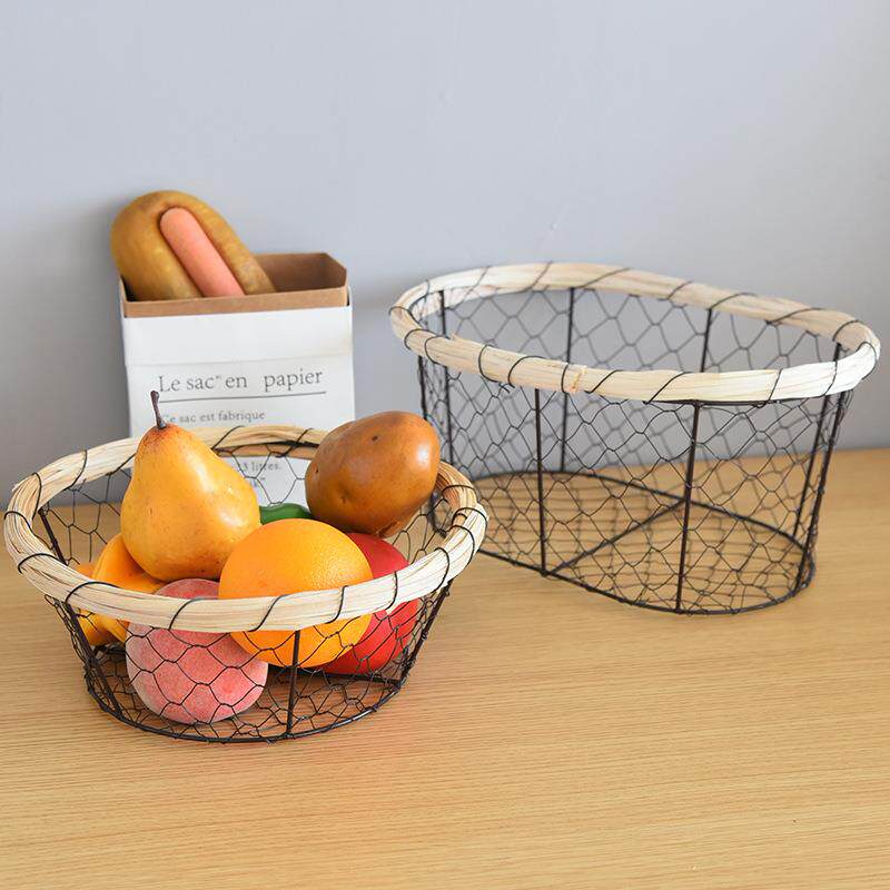 铁艺面包篮铁丝点心零食收纳筐桌面水果蔬菜篮子杂物鸡蛋置物篮