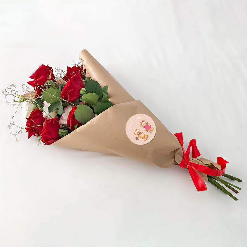 情人节不干胶贴纸密封标签贴玫瑰花礼物信封贴纸行李箱蛋糕装饰