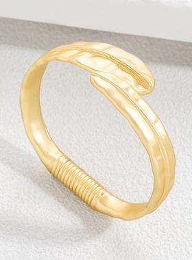 跨境个性欧美小众设计复古金色手镯手链