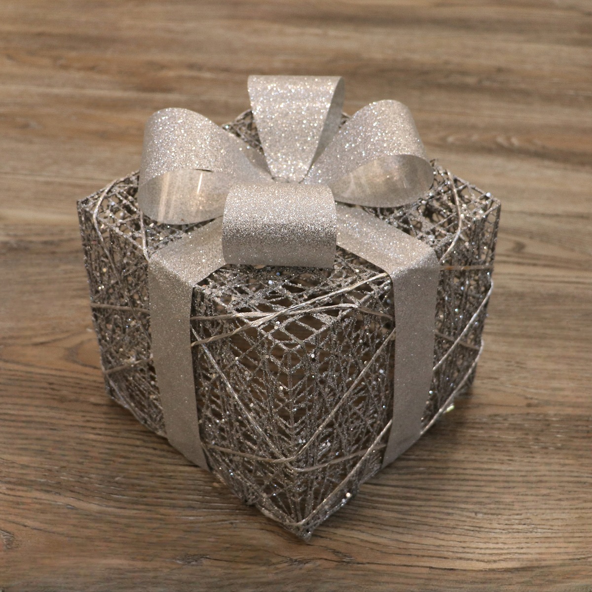 2025圣诞灯光礼品盒三件套铁艺礼物盒橱窗摆件圣诞树装饰堆头氛围