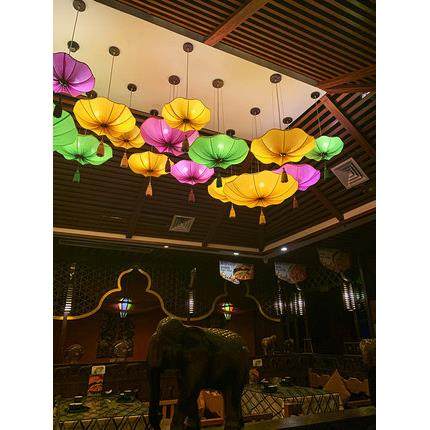 新中式灯笼吊灯会所大厅餐厅饭店火锅店禅意茶室走廊仿古荷叶灯饰