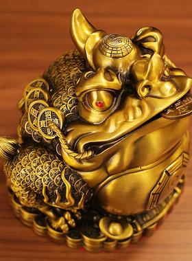 黄铜千年金蟾三足蟾蜍摆件家居店铺客厅开业装饰品办公室工艺品