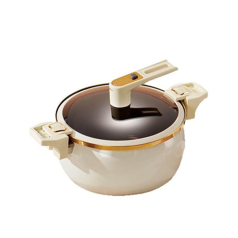 搪能瓷微压汤锅家煮锅不粘锅汤双耳炖煲煮闷锅多功一用体锅加厚7L