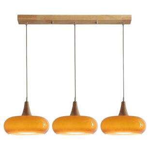 中古原木奶油风餐厅吊灯北欧简约餐桌吧台吊灯创意卧室床头玻璃灯