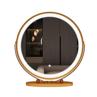 led化妆镜带灯台式桌面大号补光补妆圆形梳妆台镜子调光网红款