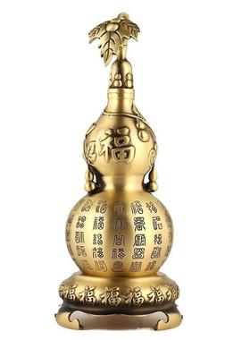 厂家黄铜百福葫芦带叶子带底座上下开口开盖葫芦