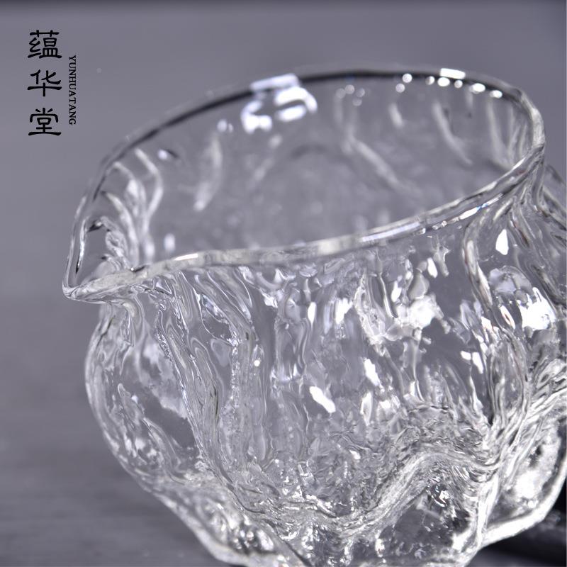 日式核桃目纹玻耐璃公道加杯厚高PDR温茶锤海分茶器