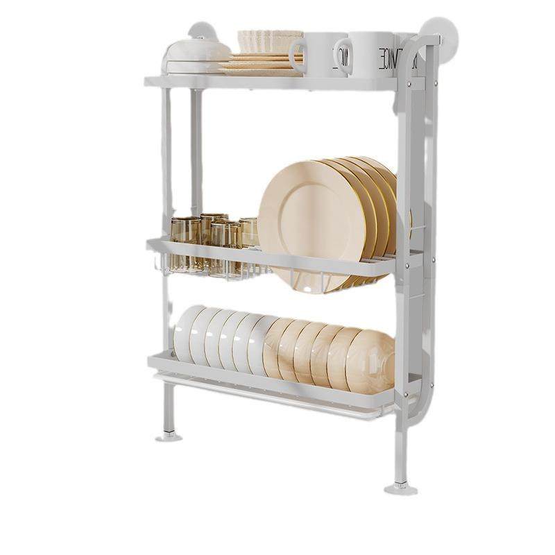 2024新款厨房置物架简约碳钢三层窄型上墙免打孔碗碟沥水架收纳架,厨房/烹饪用具,抹布架/厨房清洁收纳架,淘宝优惠券,粉丝福利购,淘宝优惠卷
