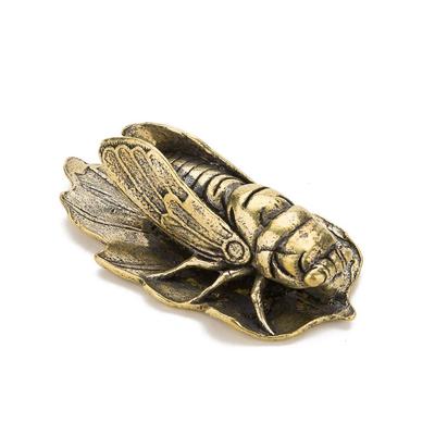 黄铜一鸣惊人摆件复古创意金蝉镇纸手把件办公室桌面装饰工艺品