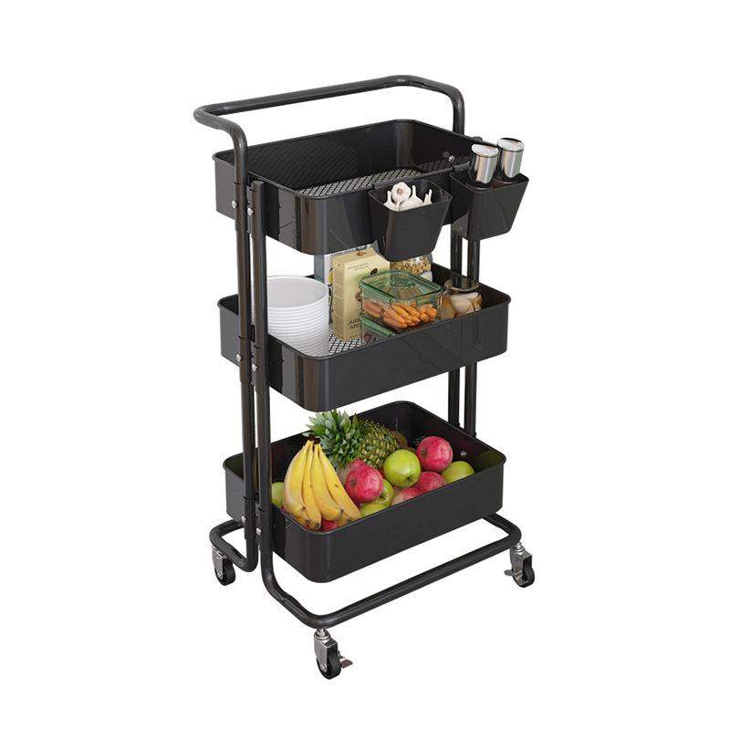 移动置物架厨房储物架客可厅卧室移带轮子可收纳车小推车动pp小款