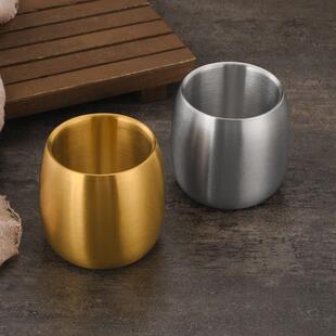 创意304不锈钢杯防摔儿童水杯餐饮双层防烫茶水杯啤酒饮料杯定制