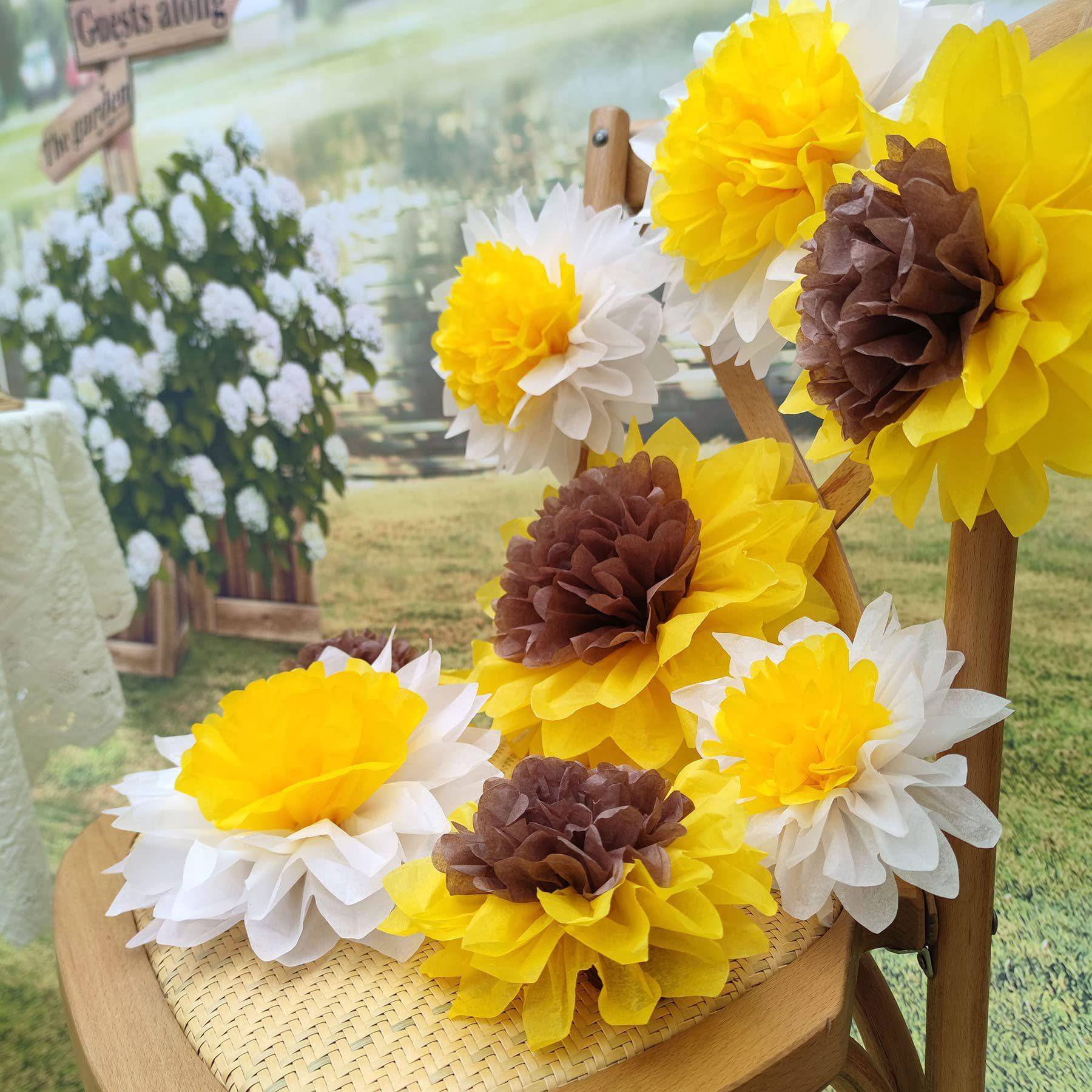 向日葵纸花黄白色婚礼庆道具室内户外布置雏菊舞t台现场路引装饰
