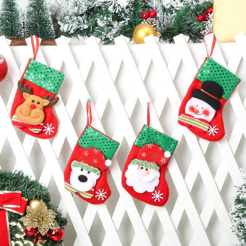 创意圣诞礼物袋卡通亮片圣诞袜圣诞树挂件圣诞老人糖果袋创意手作