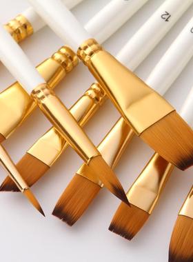 15支珍珠白杆尼龙毛画笔套装黑色布包水粉笔水彩画笔含刮刀海棉