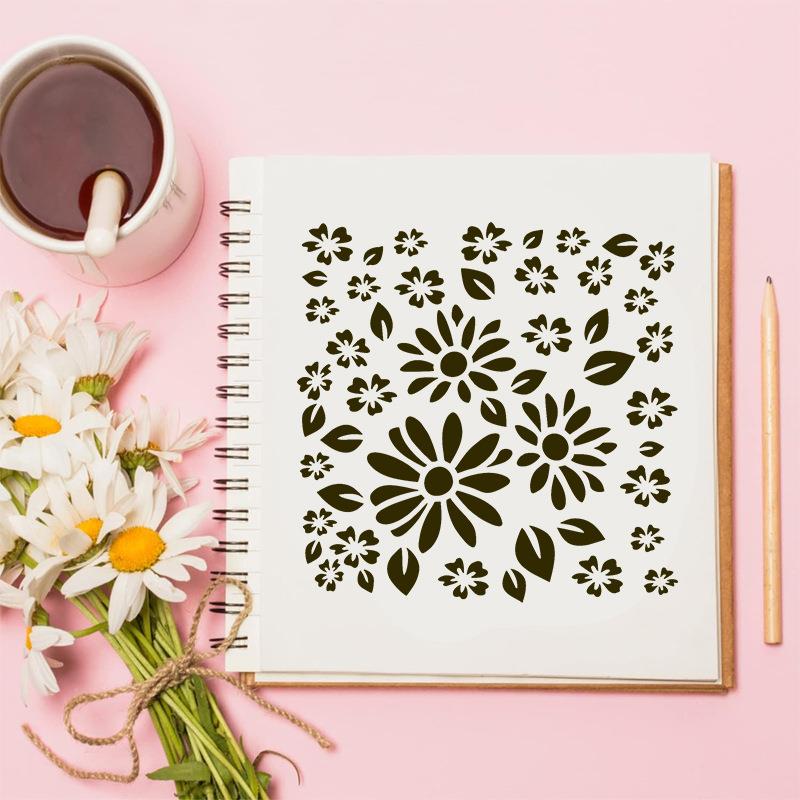 跨境亚马逊24件纹理主题镂空绘画模板易清洗可重复使用的DIY模具