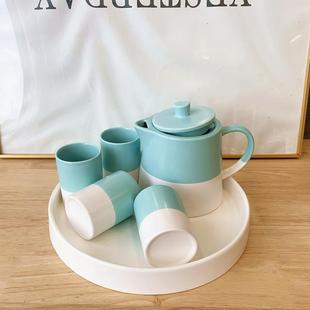 凉冷水壶下午茶具茶壶茶杯家用客厅套装 北欧陶瓷水杯套装 带托盘