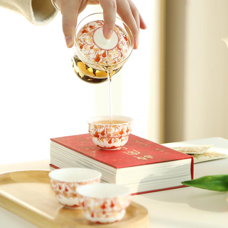 福禄旅行茶具套装便携式快客杯一壶三杯随身包户外功夫茶杯泡茶壶