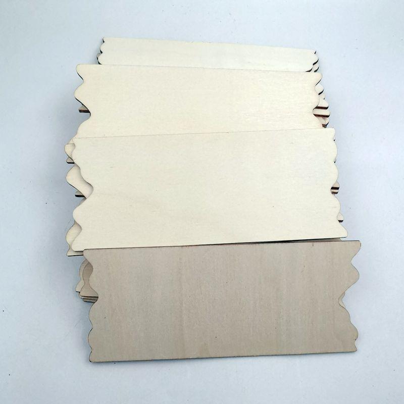 17.7*7.6CM天然木片长方形带锯齿边缘吊牌矩形木质牌匾24片一包