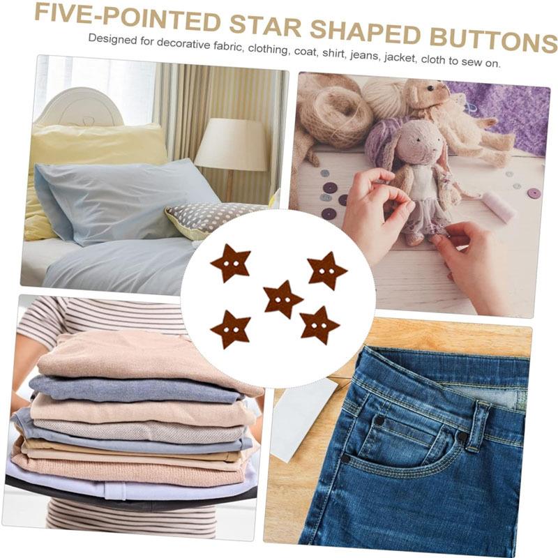 20mm木制复古五角星咖啡色纽扣星星装饰木片