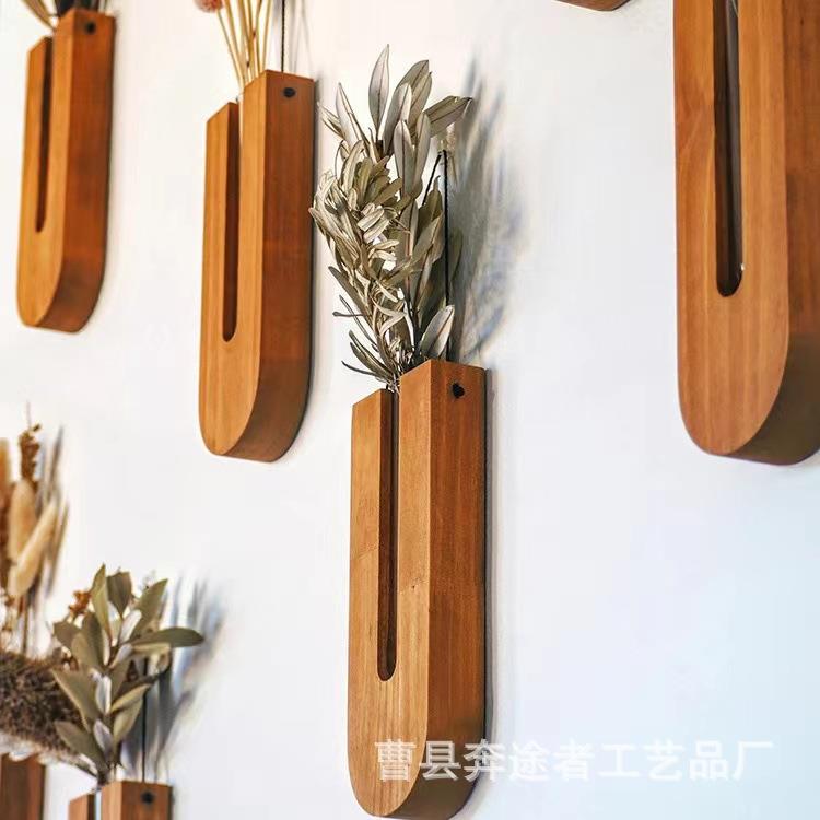 木质室内壁挂式花盆水培置物架墙面装饰花瓶客厅水培壁挂装饰品
