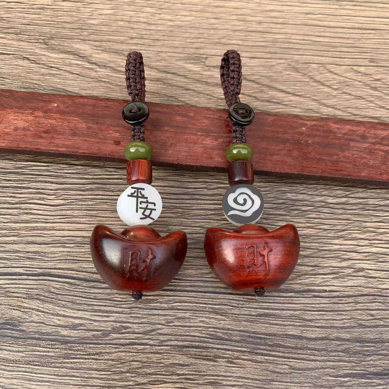 紫檀木质雕刻貔貅平安财运钥匙扣