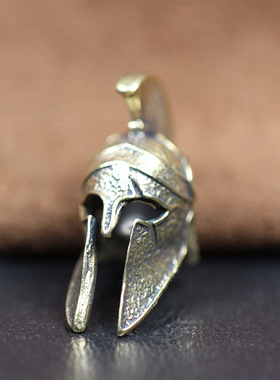 黑色古希腊斯巴达战士疤痕头盔黄铜刀珠EDC DIY伞绳钥匙扣挂绳吊