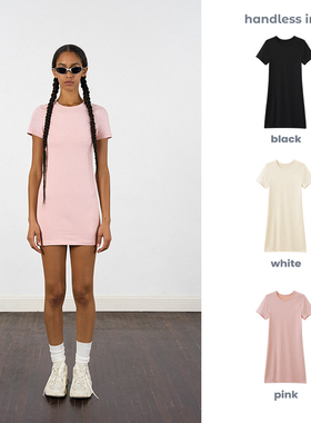 handless inc 欧美街头正肩系列-T恤裙 收腰短款极简连衣裙女