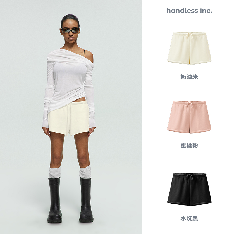 handless inc | unisex系列-窄腰头抽绳短卫裤