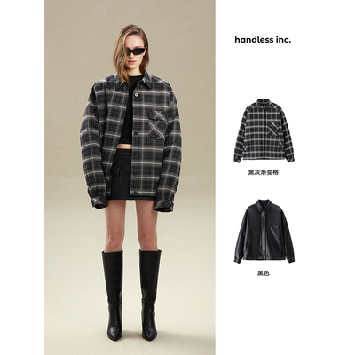 handless inc | casual系列翻领宽松衬衫式夹棉外套