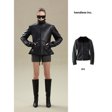 handless inc | leather系列-收腰复毛拼接羊毛皮夹克