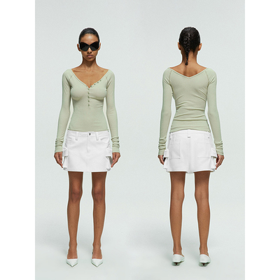 【年终巨惠 】handless inc | soft系列-v领插肩长袖修身打底