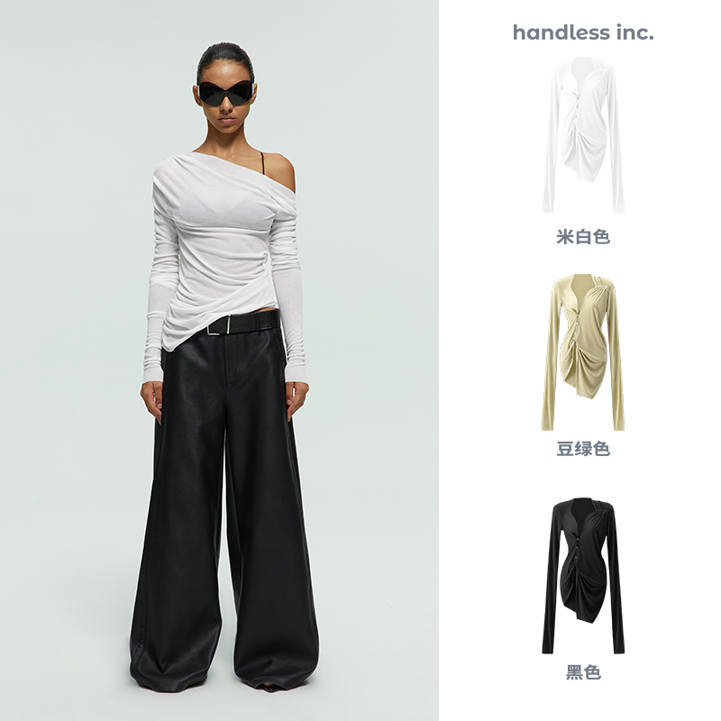handless inc | soft系列-露背镂空扭结长袖罩衫