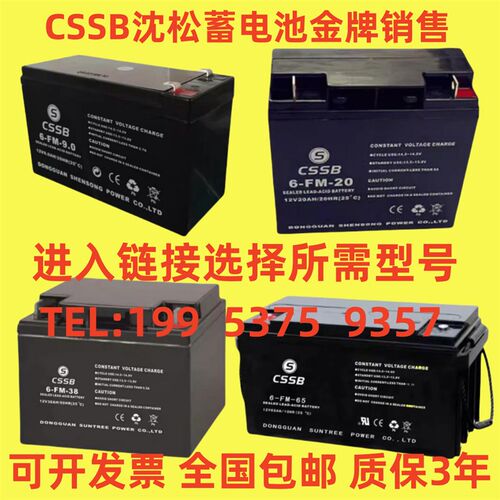 CSSB沈松蓄电池6-FM-20 12V7AH9AH17AH24AH38AH65AH100AH消防 UPS