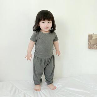 儿童天竹棉针织短袖T恤夏装中小童休闲圆领衫男女童婴幼儿童T恤衫