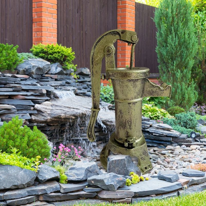 压水井手动老式原始铸铁压水器压压水泵井用抽水机摇水井头幼儿园