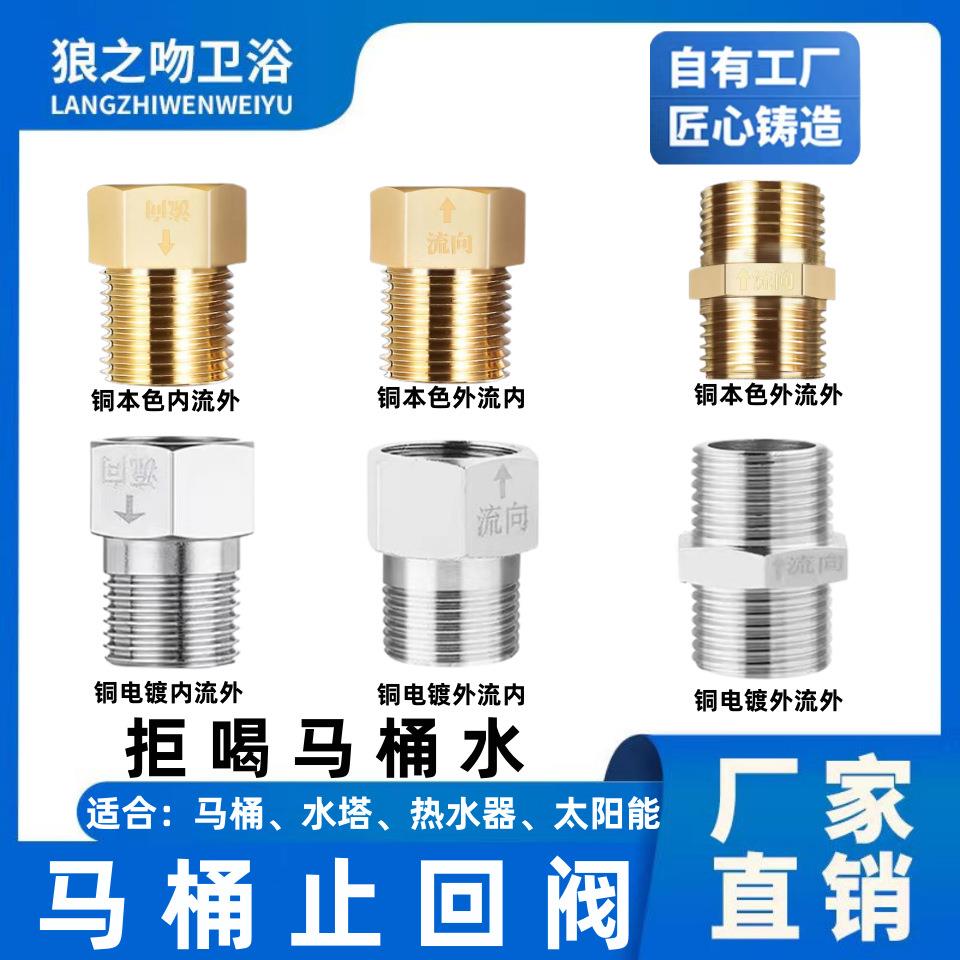 单向止回阀全铜马桶4分防反水卫生间水管止水阀防回水倒流止逆阀