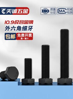 10.9级细牙外六角螺丝钉细丝细扣幼牙螺栓M8M10M12M14M16M18M20mm