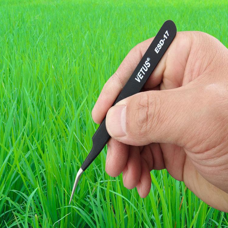 VETUS防静电镊子弯头不锈钢防磁防酸钟表电子维修燕窝挑毛ESD-17