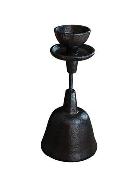 美式手工复古铸铁老烛台油灯铁灯旧物中式茶道铁艺家居装饰摆件