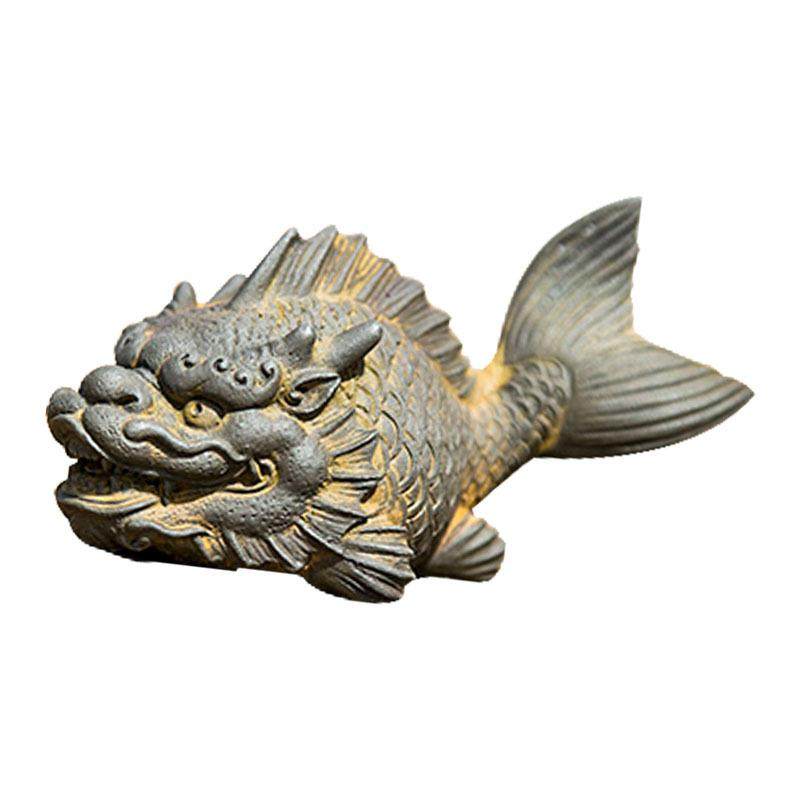 新中式国风创意龙鱼家居客厅书房摆件作旧复古工艺品纯手工装饰品,家居饰品,装饰摆件,淘宝优惠券,粉丝福利购,淘宝优惠卷