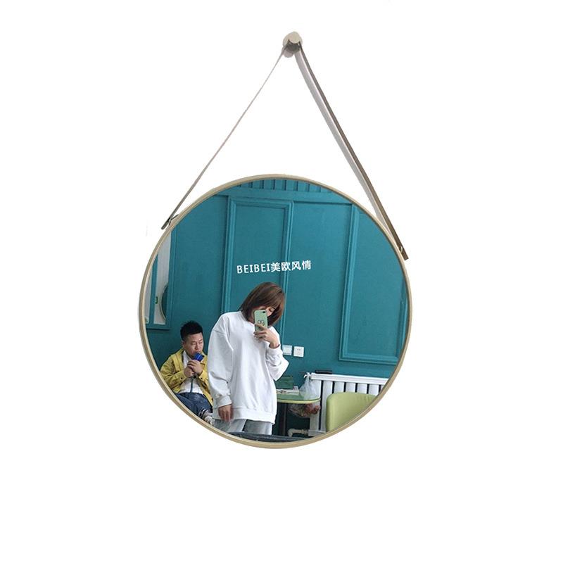 北欧创意挂镜轻奢壁挂镜圆形镜子化妆镜浴室镜圆镜试衣镜吊镜包邮