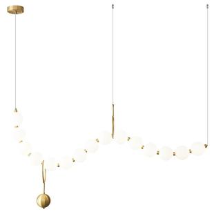 北欧设计师感全铜白色球长条前台吊灯创意后现代展厅吧台楼梯间灯