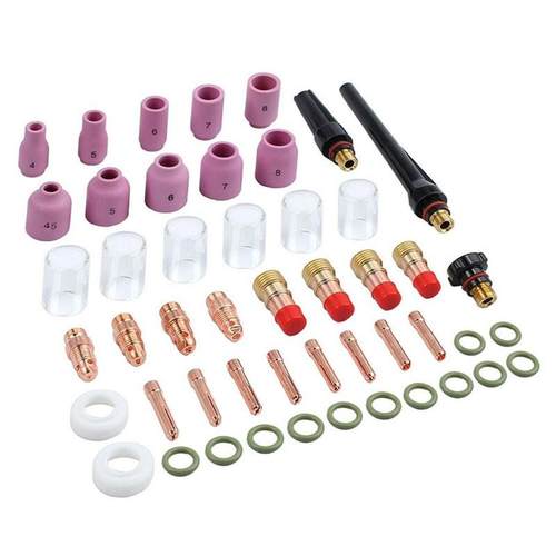 49PCS件TIG焊接短气体透镜#10TIG氩弧焊套件WP-17/18/26火炬杯套