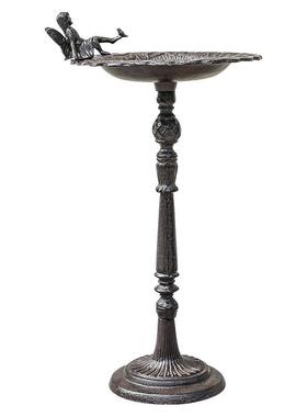 新品欧式铸铁做旧落地天使喂鸟器摆件别墅花园庭院铁园艺装饰