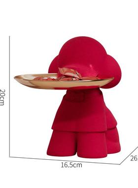 创意简约植绒小狗桌面收纳摆件玄关入户客厅装饰乔迁新居开业礼品