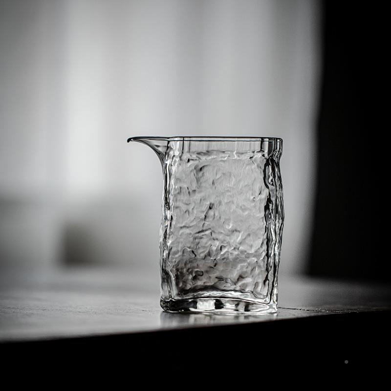 束公道刻杯硼硅玻璃日式锤目四高方茶EBU海茶道家用匀纹杯配件