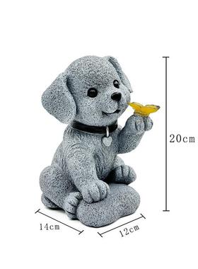 小狗蝴蝶庭院摆件户外草坪花园太阳能树脂工艺品动物装饰摆件