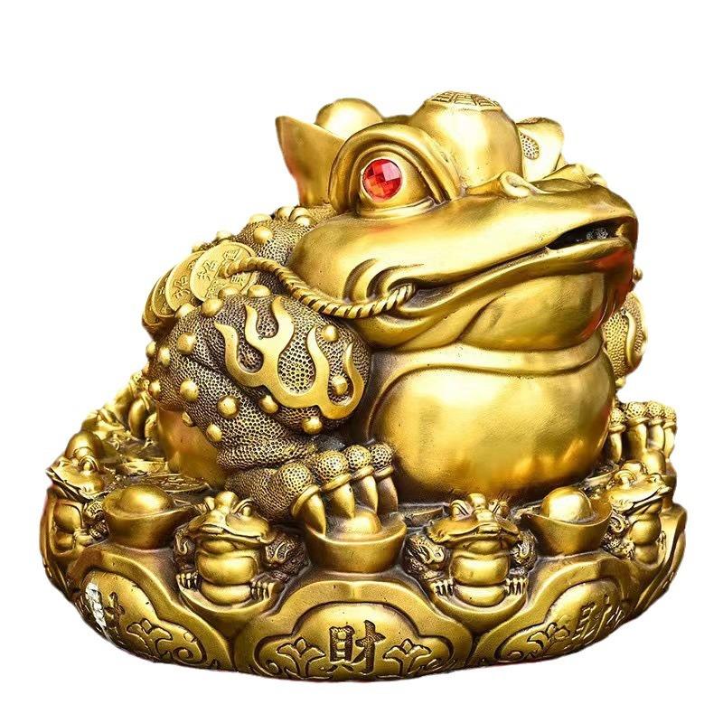 金蟾招财摆件黄铜三足金蟾蜍金蝉办公室客厅装饰店铺开业礼品大号