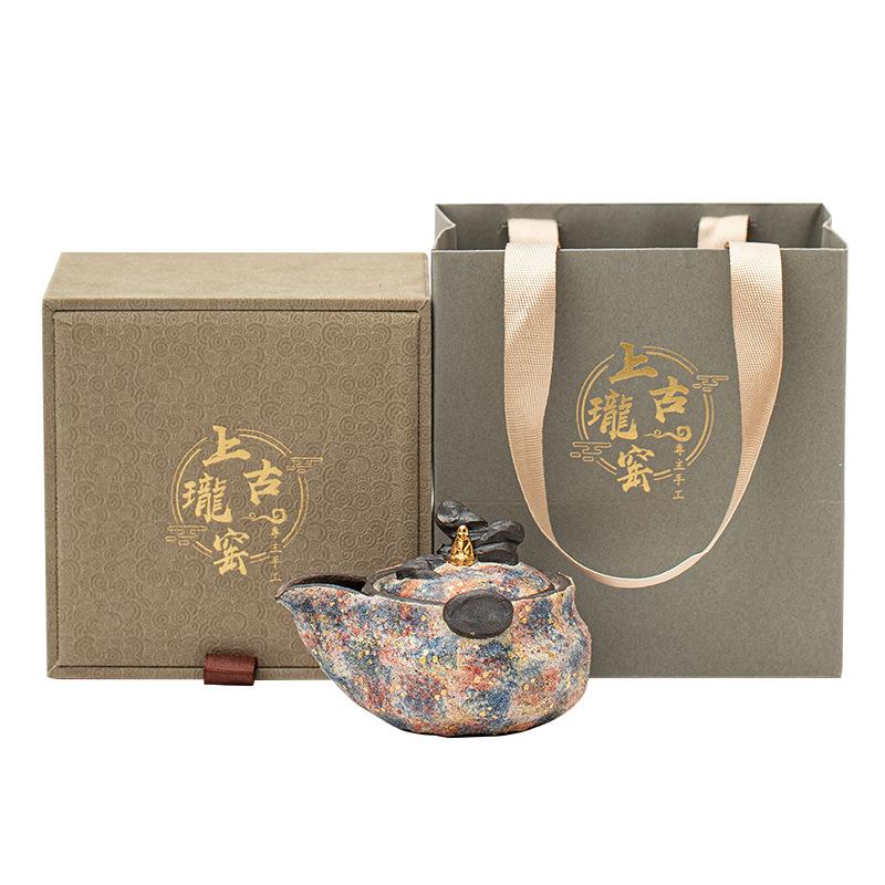 一心向佛岩矿手抓壶礼盒包装单个家用防烫泡茶壶复古手作功夫茶壶