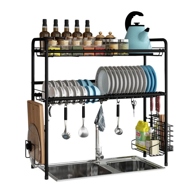 锈钢水槽单层双层晾碗架架沥水架厨房置物2层用品不收纳水池碗放